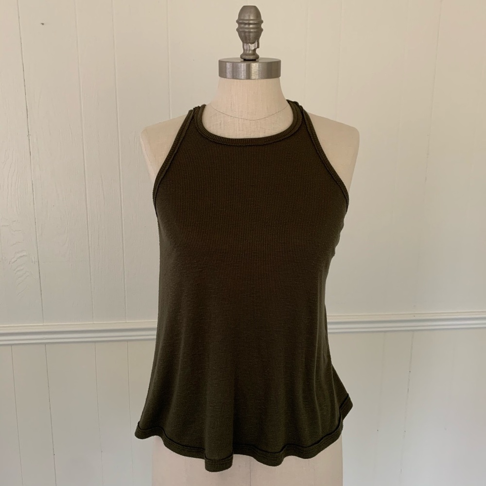 Free People Long Beach tank olive green size XS